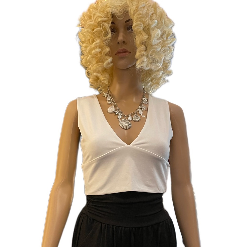 White Sleeveless Half Top women’s Medium